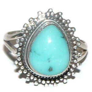 Genuine Turquoise and Sterling Silver Ring Adjustable